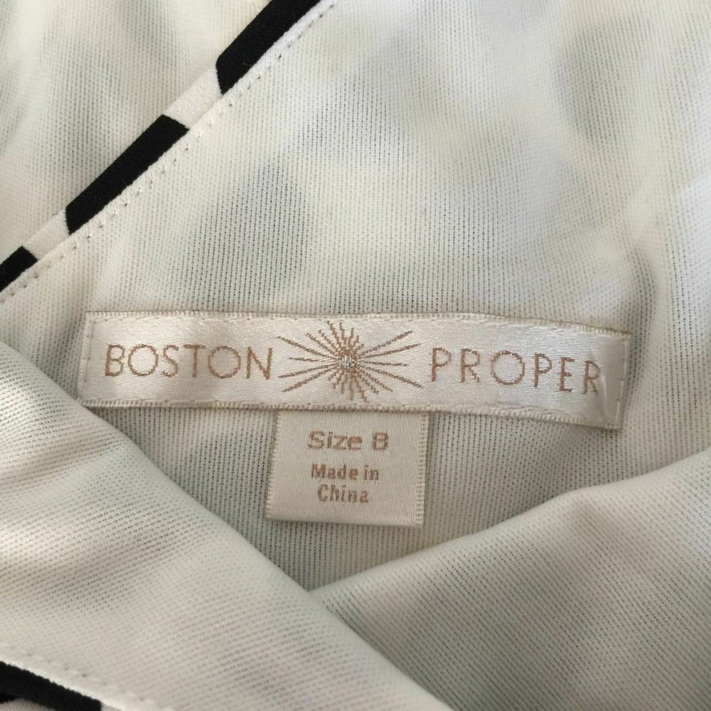 BOSTON PROPER Womens BLACK WHITE DOT Career Casual Cocktail Empire Dress Sz 8 - Picture 4 of 5